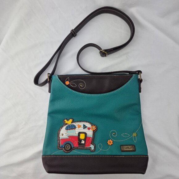 Chala Sweet Messenger Crossbody Shoulder Bag with Camper Embellishment. - Picture 1 of 16